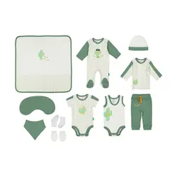 ست 13 تکه لباس نوزادی پسرانه نیلی مدل کاکتوس کد 3906