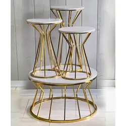 میز عسلی و جلو مبلی۴ تکه طرح چتر P.V.D با رویه طرح سنگ