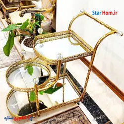 ترولی (میز بار) فلزی طرح کالسکه فورتیک 3طبقه
