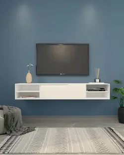 شلف دیواری تلویزیون ام دی اف سفید مدل W.B0011