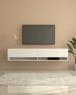 شلف دیواری تلویزیون سفید و مینیمال مدل W.B0012