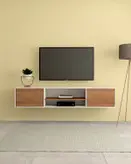 شلف دیواری تلویزیون سفید قهوه ای ام دی اف مدل W.B008