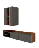 باکس دیواری تلویزیون طوسی قهوه ای تمام ام دی اف مینیمال مدل T.W002