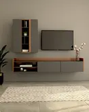باکس دیواری تلویزیون طوسی قهوه ای تمام ام دی اف مینیمال مدل T.W002
