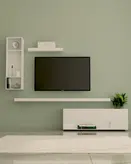 باکس دیواری تلویزیون سفید ام دی اف با روکش برجسته مدل T.W0010