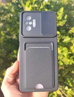 کاور کشویی شیائومی Redmi Note 10 Pro/ Redmi Note 10 Pro Max مدل کربنی (جا کارتی دار)