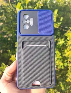 کاور کشویی شیائومی Redmi Note 10 Pro/ Redmi Note 10 Pro Max مدل کربنی (جا کارتی دار)