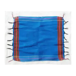 دستمال یزدی ابریشمی کوچک طرح ساده آبی