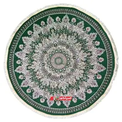 روفرشی گرد مخمل زرکدار سبز