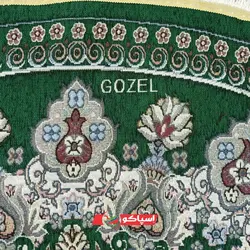 روفرشی گرد مخمل زرکدار سبز