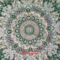 روفرشی گرد مخمل زرکدار سبز
