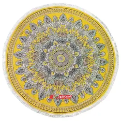 روفرشی گرد مخمل زرکدار زرد