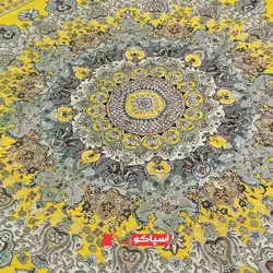 روفرشی گرد مخمل زرکدار زرد