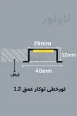 چراغ خطی توکار عرض 4 سانت عمق 1.2 -تاونور-سیستم روشنایی ماژول LED تاونور- محافظ برق دار-