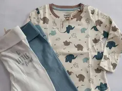 بلوز آستین دار نخی نوزادی و پک دو عددی شلوار نخی کمر پهن