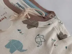 بلوز آستین دار نخی نوزادی و پک دو عددی شلوار نخی کمر پهن