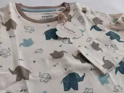 بلوز آستین دار نخی نوزادی و پک دو عددی شلوار نخی کمر پهن