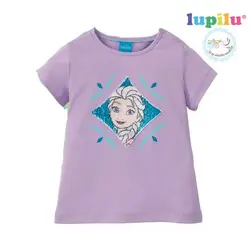 تیشرت آستین کوتاه دخترانه پولک برگردان