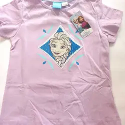 تیشرت آستین کوتاه دخترانه پولک برگردان