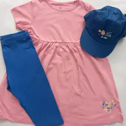 ست پیراهن و نیم لگ و کلاه دخترانه لوپیلو