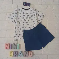 ست تیشرت و شلوارک ستاره آبی