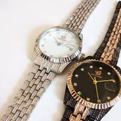 ساعت بندفلزی عقربه ای زنانه تراش خورده تاریخ شمار ساعت خاص و زیبا کادوی لاکچری حراج ساعت