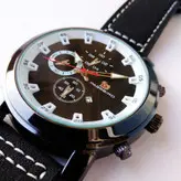 ساعت مچی مردانه بندجیر ارسال رایگان قاب مشکی تاریخ شمار طرح سه موتور