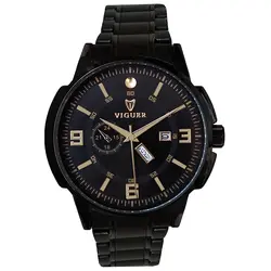 ساعت مچی بندفلزی مردانه ساعت مشکی ضدآب ارسال رایگان دوتاریخه تاریخ شمار