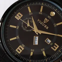 ساعت مچی بندفلزی مردانه ساعت مشکی ضدآب ارسال رایگان دوتاریخه تاریخ شمار