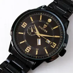 ساعت مچی بندفلزی مردانه ساعت مشکی ضدآب ارسال رایگان دوتاریخه تاریخ شمار