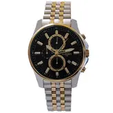 ELEGANCE الگانس ارسال رایگان بند فلزی مردانه ساعت طلایی کرنوگراف سه موتور فعال تاریخ شمار ضدآب کد 5