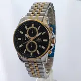 ELEGANCE الگانس ارسال رایگان بند فلزی مردانه ساعت طلایی کرنوگراف سه موتور فعال تاریخ شمار ضدآب کد 5