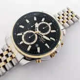 ELEGANCE الگانس ارسال رایگان بند فلزی مردانه ساعت طلایی کرنوگراف سه موتور فعال تاریخ شمار ضدآب کد 5