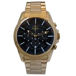 الگانس بند فلزی مردانه ساعت مشکی کرنوگراف سه موتور فعال تاریخ شمار ضدآب 22 ELEGANCE