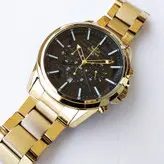 الگانس بند فلزی مردانه ساعت مشکی کرنوگراف سه موتور فعال تاریخ شمار ضدآب 22 ELEGANCE