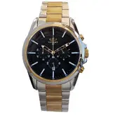 ELEGANCE الگانس ارسال رایگان بند فلزی مردانه ساعت طلایی کرنوگراف سه موتور فعال تاریخ شمار ضدآب کد 6