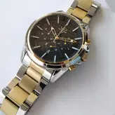 ELEGANCE الگانس ارسال رایگان بند فلزی مردانه ساعت طلایی کرنوگراف سه موتور فعال تاریخ شمار ضدآب کد 6