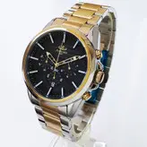 ELEGANCE الگانس ارسال رایگان بند فلزی مردانه ساعت طلایی کرنوگراف سه موتور فعال تاریخ شمار ضدآب کد 6