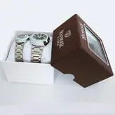 ساعت ست زنانه و مردانه بندفلزی ساعت جفتی ساعت نقره ای ارسال رایگان جعبه دار ساعت مچی دوتایی رانکر