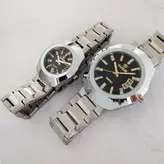 ساعت ست زنانه و مردانه بندفلزی ساعت جفتی ساعت نقره ای ارسال رایگان جعبه دار ساعت مچی دوتایی رانکر