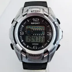 ساعت مچی اسپرت پسرانه نقره ای مشکی ورزشی‌ sport،جی شاک،خرید ارزان،کادویی،ضدآب،کرنومتر گالری جوان،ساعت عمده کد 3