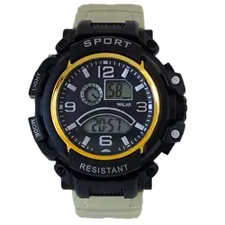 ساعت مچی دیجیتال اسپرت والارWALAR طوسی کرمی ضدآب کرنومتر دار چراغدار تایمر ارسال رایگان SPORT