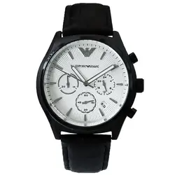 ساعت اسپرت مردانه ساعت بندچرمی مردانه سه موتور کرنوگراف ارسال رایگان ضدآب تاریخ شمار امپریوآرمانی ساعت مشکی