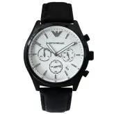 ساعت اسپرت مردانه ساعت بندچرمی مردانه سه موتور کرنوگراف ارسال رایگان ضدآب تاریخ شمار امپریوآرمانی ساعت مشکی