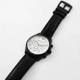 ساعت اسپرت مردانه ساعت بندچرمی مردانه سه موتور کرنوگراف ارسال رایگان ضدآب تاریخ شمار امپریوآرمانی ساعت مشکی