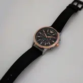 ساعت بندچرمی مردانه ضدآب سه موتور فعال کرنوگراف تاریخ شمار امپریوآرمانی پوست ماری اسپرت ساعت رزگلدمشکی  ارسال رایگان