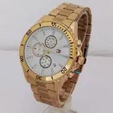 بندفلزی مردانه ضدآب طلایی 3 موتور فعال کرنوگراف .رنگ ثابت فروش ویژه تاریخ شمار اسپرت و شیک