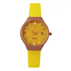 ساعت مچی عقربه ای دخترانه بندسیلیکونی نارنجی زرد اسپرت رنگی تاریخ شمار