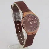 ساعت مچی عقربه ای دخترانه بندسیلیکونی قهوه ای اسپرت رنگی تاریخ شمار