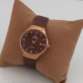 ساعت مچی عقربه ای دخترانه بندسیلیکونی قهوه ای اسپرت رنگی تاریخ شمار